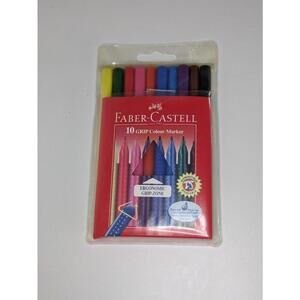 Vintage FABER-CASTELL Grip Colour Fibre-Tip Marker Pen - Set of 10